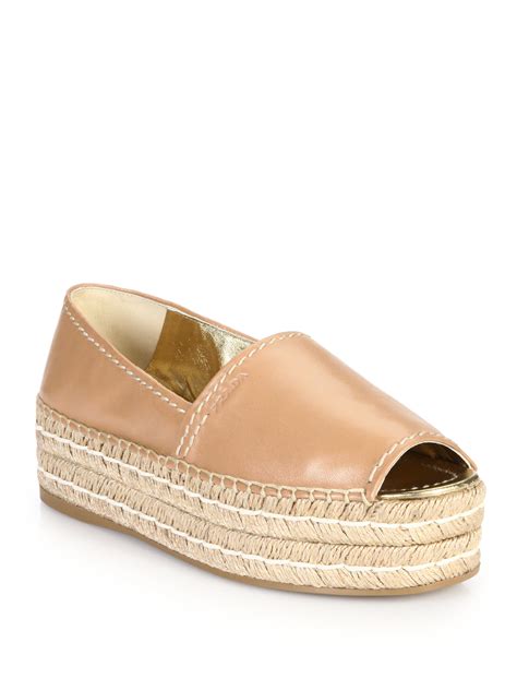 prada espadrilles peep toe|Prada leather sandals.